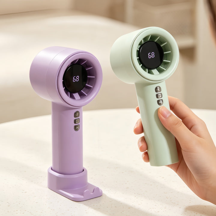 Women High-Performance Hand Fan with Digital Speed Display Bowlift