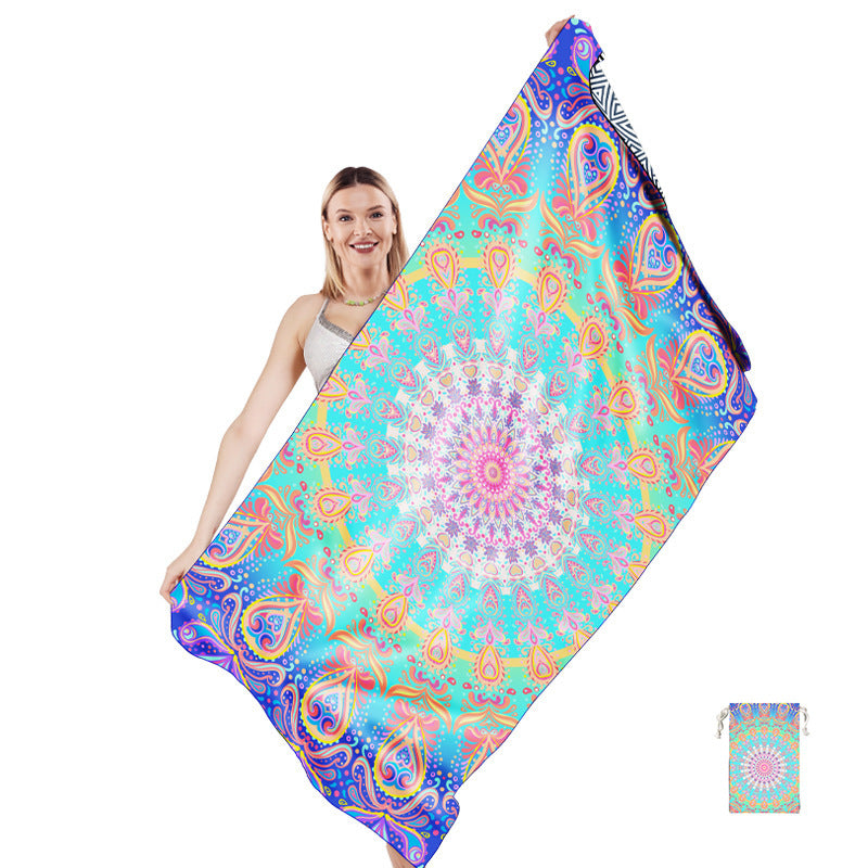 Multifunctional beach towel in creative mandala design Bowlift