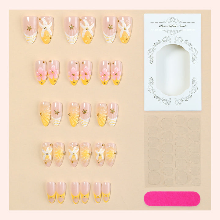 Artistic Press-On Nail Set with Floral and Decorative Designs Bowlift