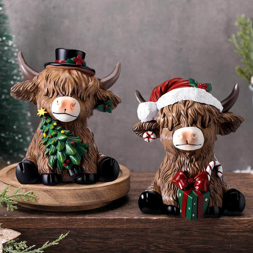 Decorative Highland Cow Figurine Bowlift