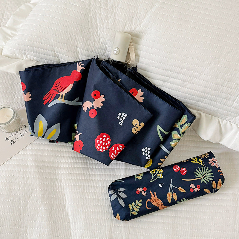 Women Folding Umbrella with Striking Flower Pattern Bowlift