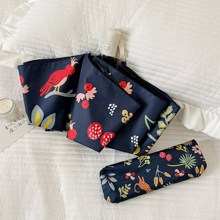 Women Folding Umbrella with Striking Flower Pattern Bowlift