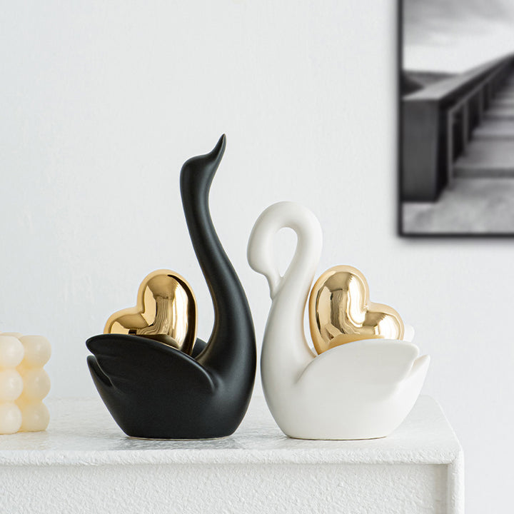 Elegant and romantic swans decorative figure Bowlift