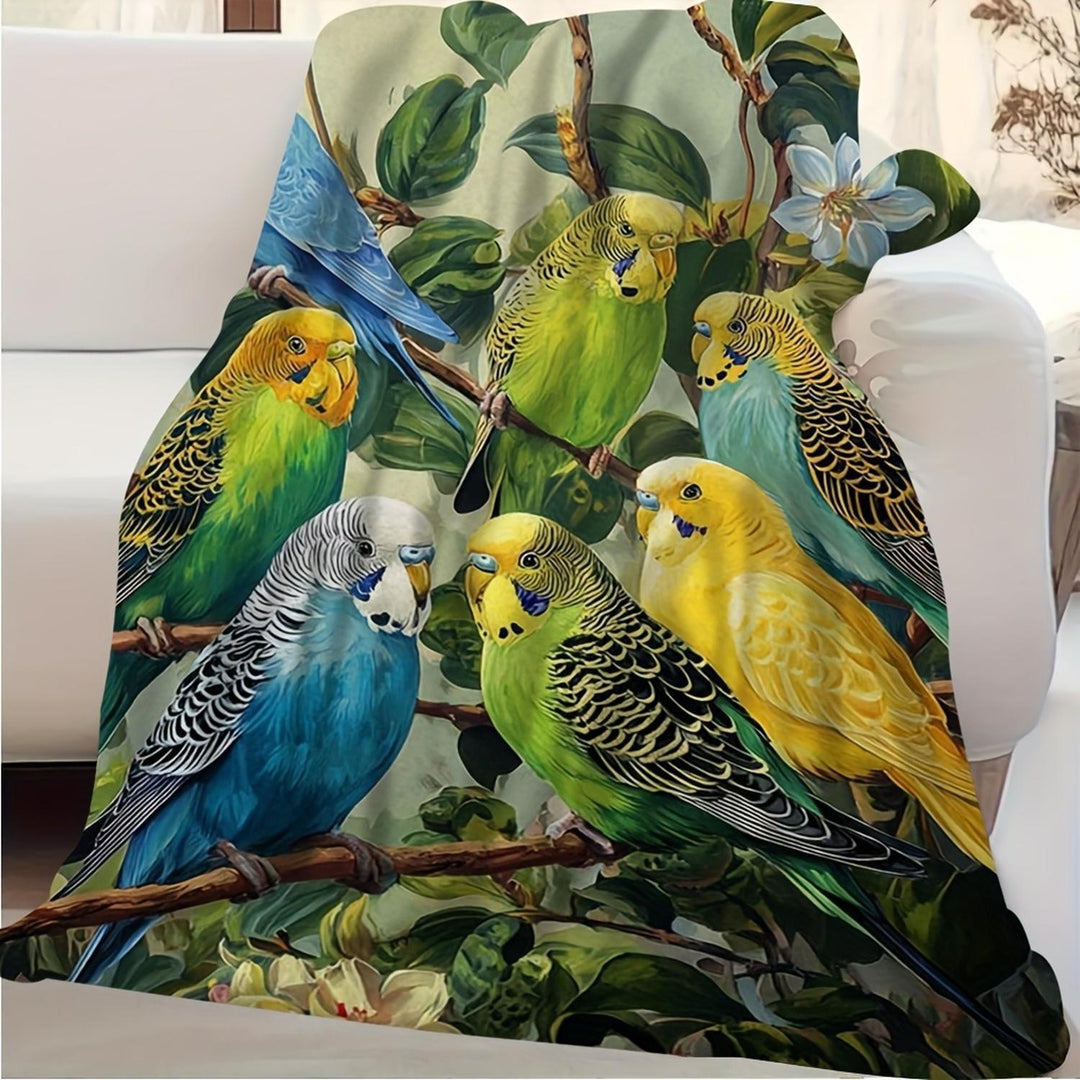 Artistic Budgie Print Throw Blanket