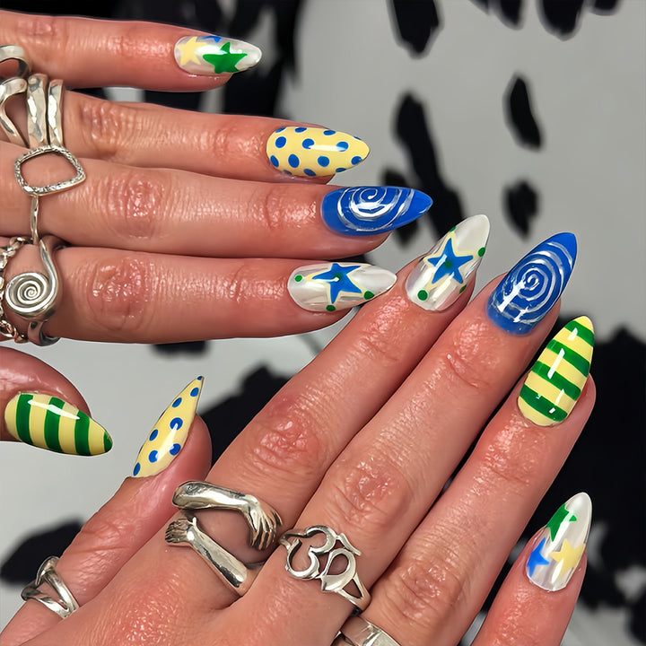 Artificial Nails in Creative Pattern Mix Bowlift
