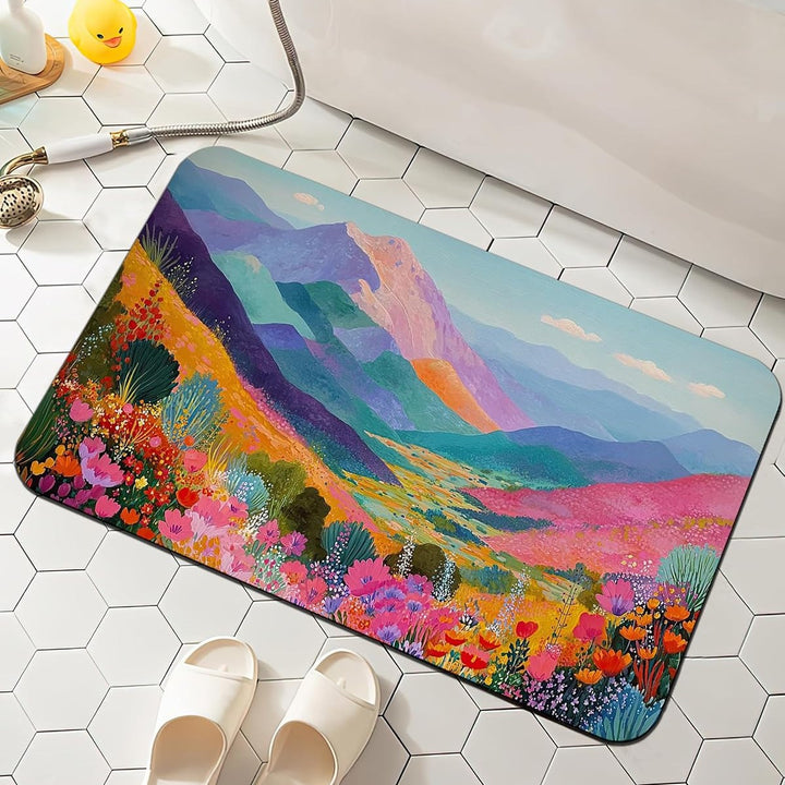 Floral-Patterned Comfort Bath Mat Bowlift
