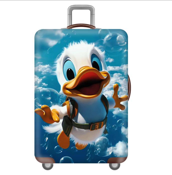 Unisex nan elastic motif suitcase cover made of stretchable polyester with handle and wheel openings Bowlift