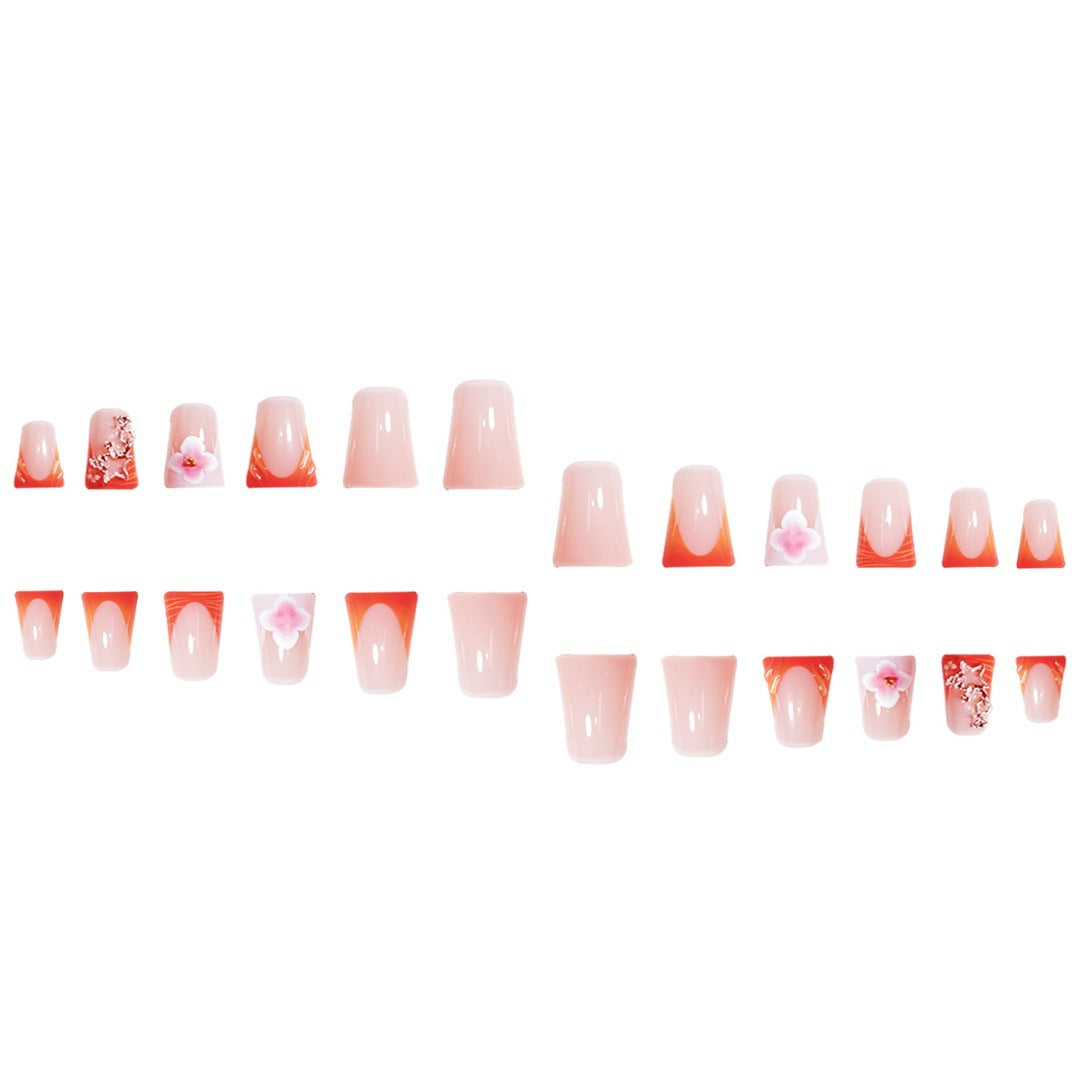Floral Accent Press-On Nail Set Bowlift