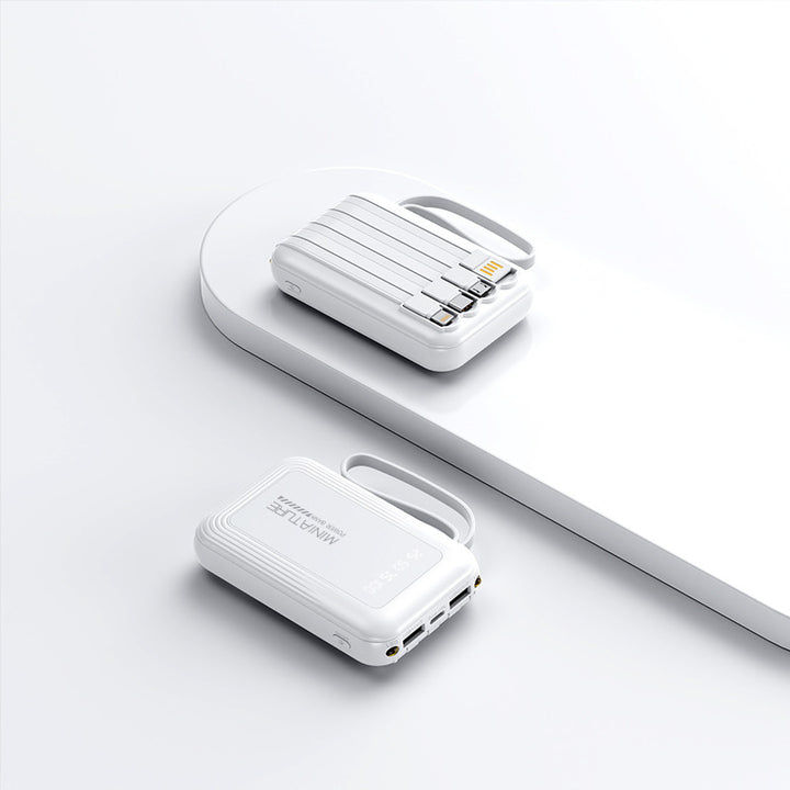 Practical power bank with wireless fast charging function and integrated cable system Bowlift