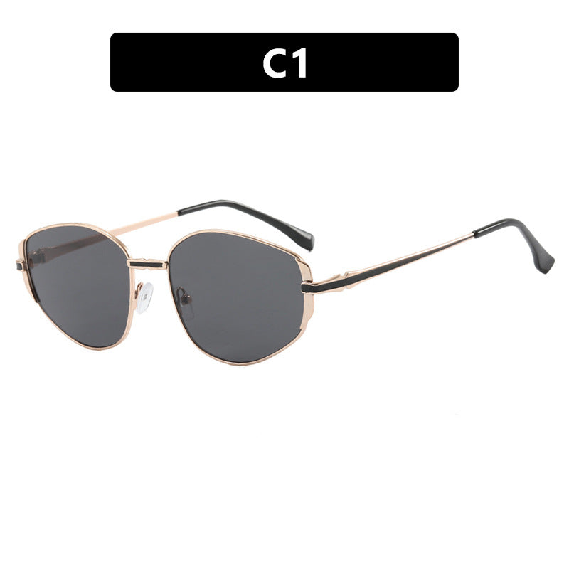 Women modern geometric sunglasses with stylish metal frame Bowlift