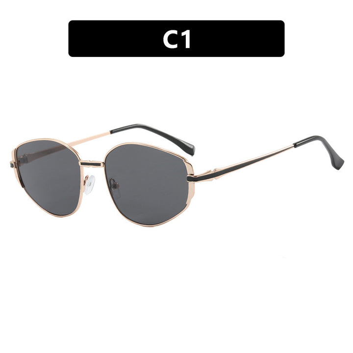 Women modern geometric sunglasses with stylish metal frame Bowlift