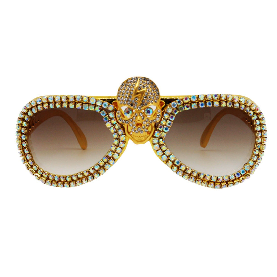 Women’s statement sunglasses with exceptional skull design and sparkling rhinestone frame Bowlift