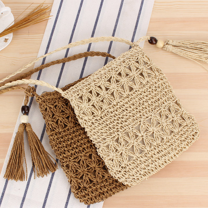 Macrame Crossbody Bag with Playful Tassel Detail Bowlift
