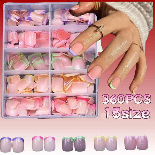 Artificial Nail Set with Flexible French Tips Bowlift