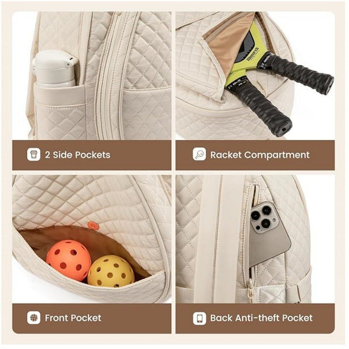 Quilted Tennis Racket Backpack Bowlift 1789074113