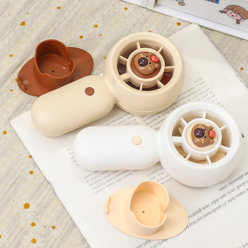 Women's Portable Handheld Fan with Cute Bear Design Bowlift