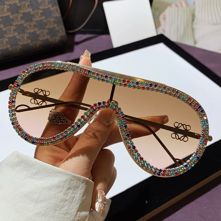 Women's Glamorous Oversized Sunglasses with Rhinestone Accents Bowlift