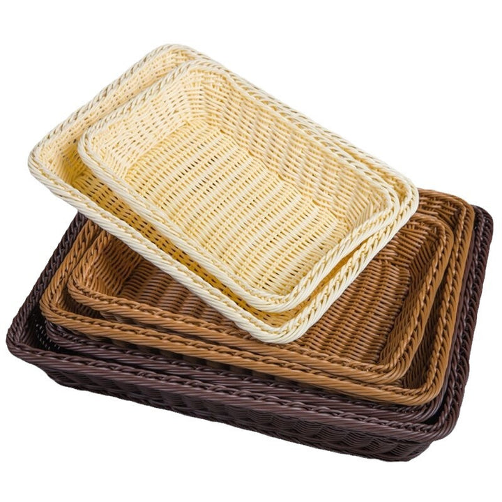 Unisex Rectangular Rattan Serving Basket Bowlift