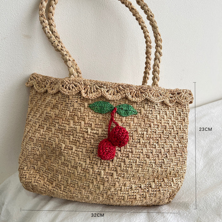 Handmade straw bag with colorful lemon design Bowlift