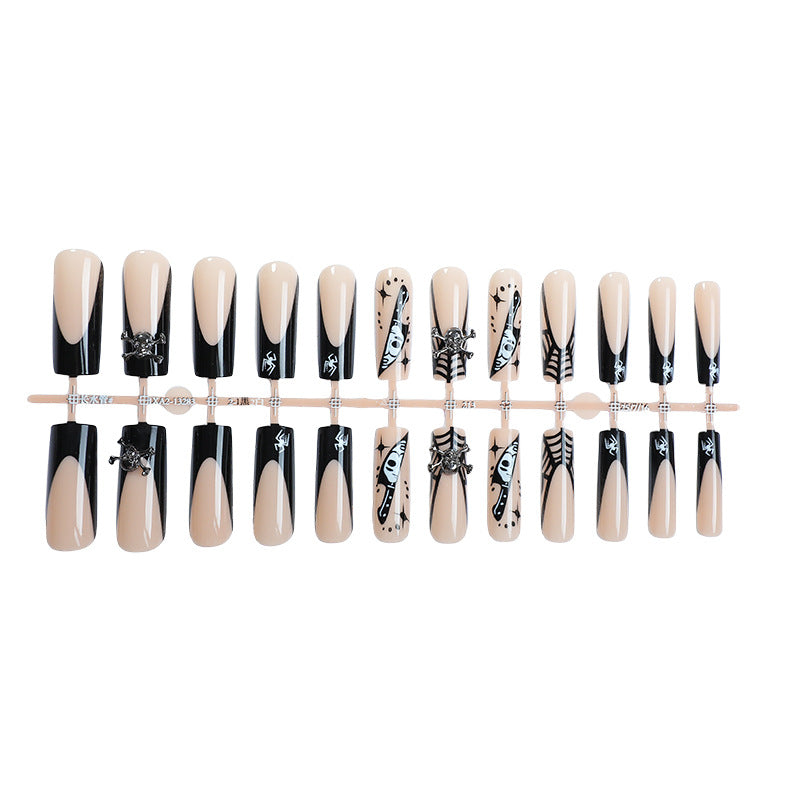 Artistic Press-On Nail Set with Unique Gothic Designs Bowlift