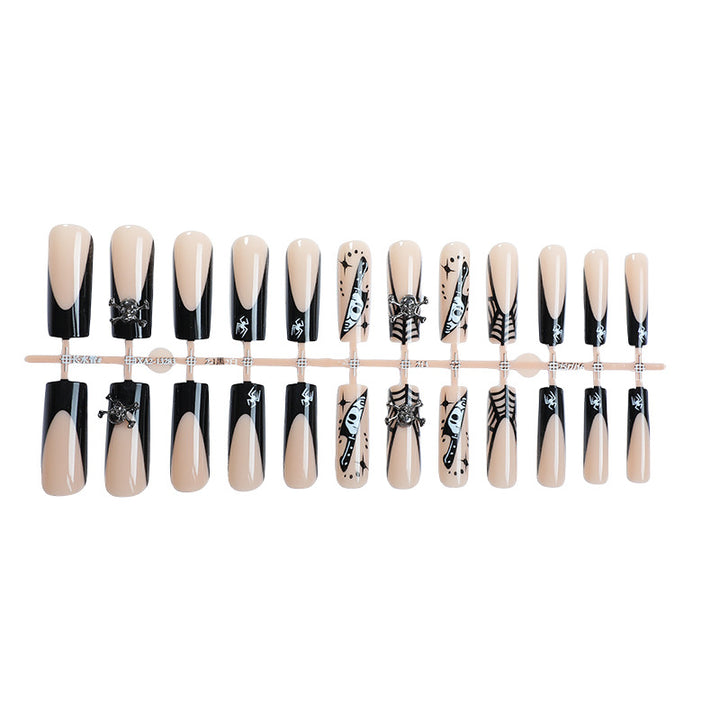 Artistic Press-On Nail Set with Unique Gothic Designs Bowlift