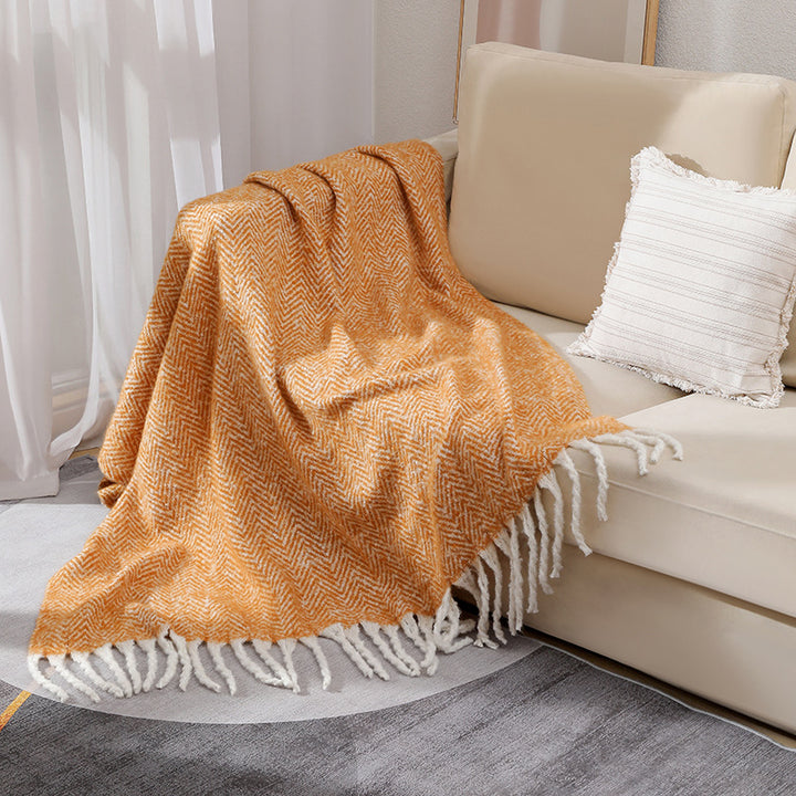 Stylish Herringbone Throw Blanket