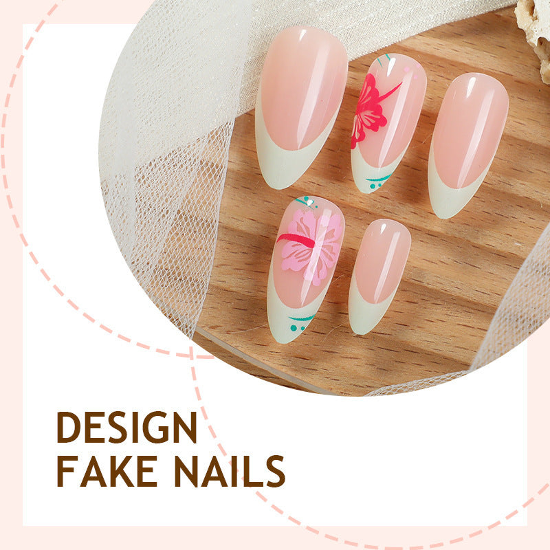 Acrylic nail set with stylish floral tips Bowlift