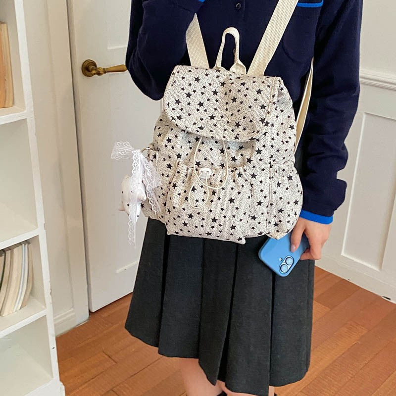 Star-Patterned Casual Drawstring Backpack