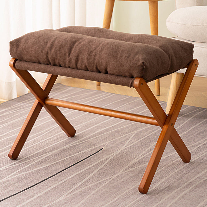 Folding Stool with Padded Seat and Stable Wooden Frame Bowlift