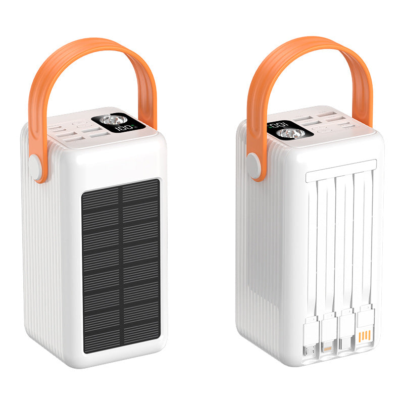 Portable Solar Power Bank with Integrated Cable Management and LED Display Bowlift
