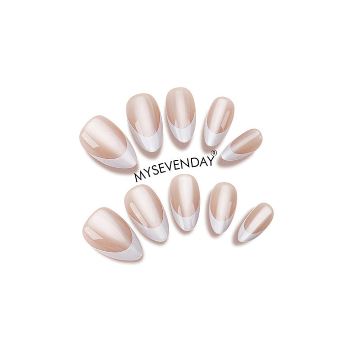 Elegant French Tip Press-On Nail Art Bowlift