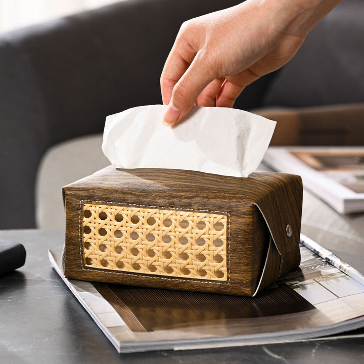 Decorative Rattan Patterned Tissue Box Holder Bowlift