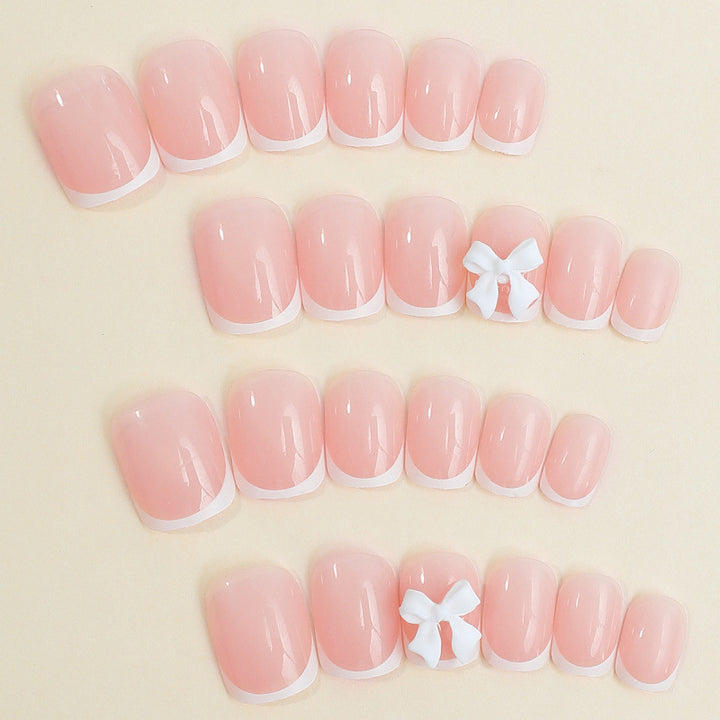 Elegant French Tip Press-On Nails Bowlift