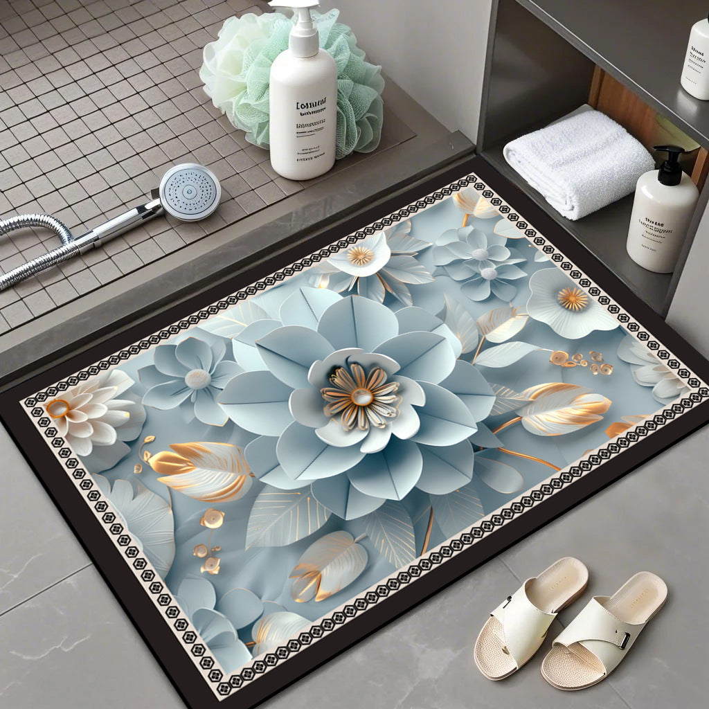 Floral Patterned Comfort Bath Mat Bowlift