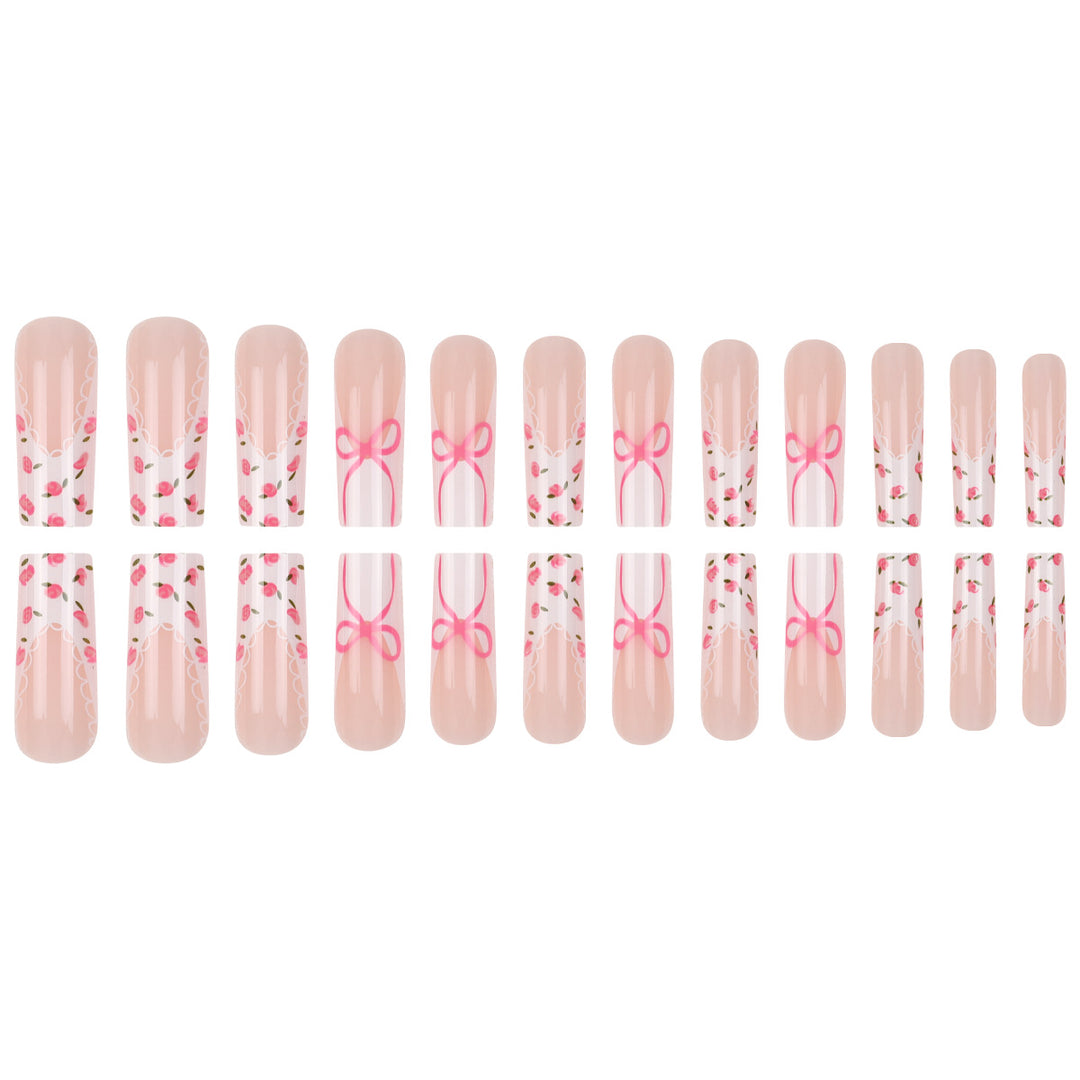 Floral Bow-Embellished Press-On Nail Set Bowlift