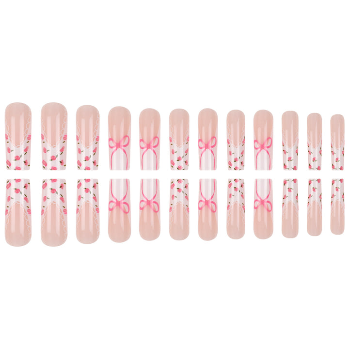 Floral Bow-Embellished Press-On Nail Set Bowlift