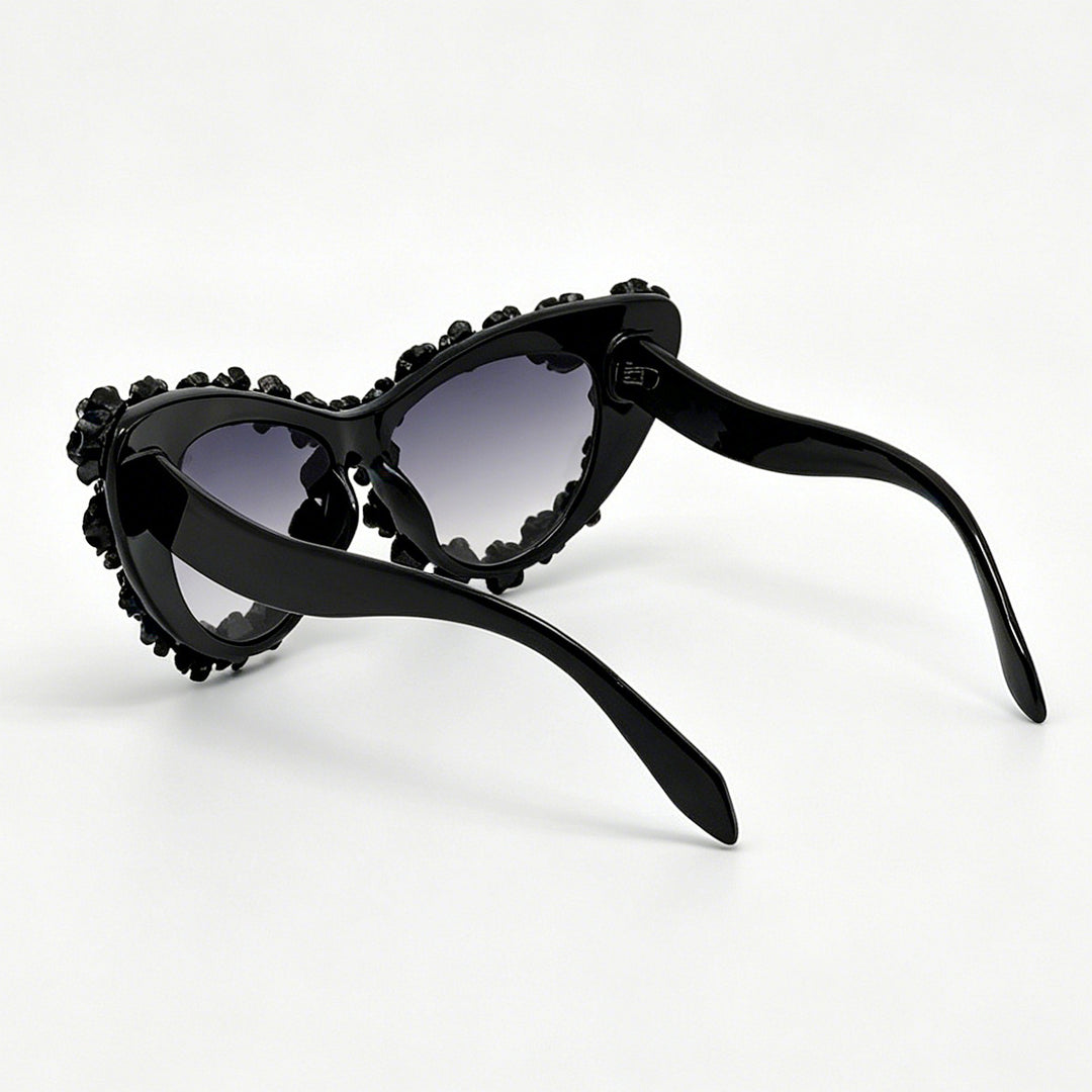 Women's Heart-Shaped Sunglasses with Floral Application Bowlift