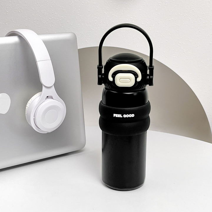 Women's Insulated Drinking Bottle with Practical Flip Lid and Non-Slip Silicone Ring Bowlift