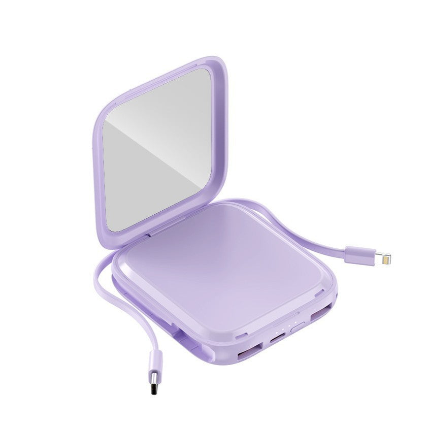 Portable power bank with integrated mirror and multifunctional charging cable Bowlift