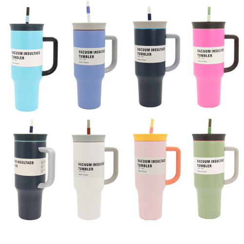 Women's Vacuum-Insulated Drinking Cup with Handle and Straw Bowlift