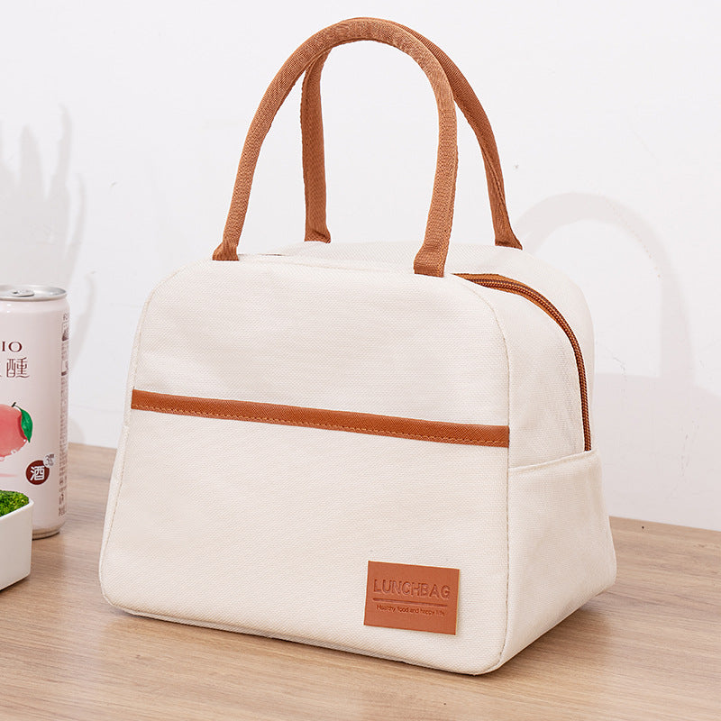 Insulated Canvas Lunch Tote with Dual Handles and Side Pocket Bowlift