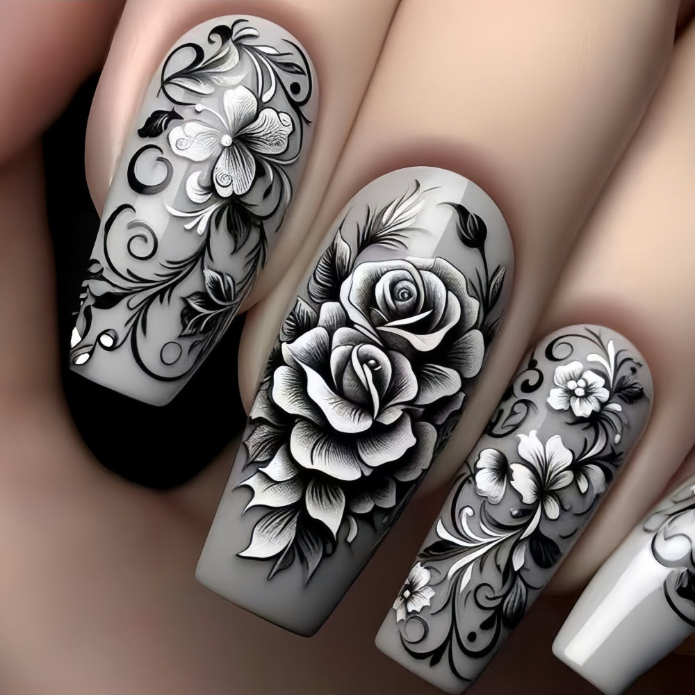 Artificial nails with floral designs Bowlift