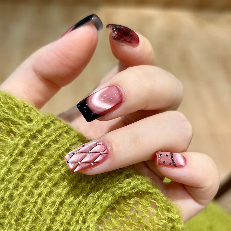 Premium Decorative Press-On Nails with Textured Design Bowlift