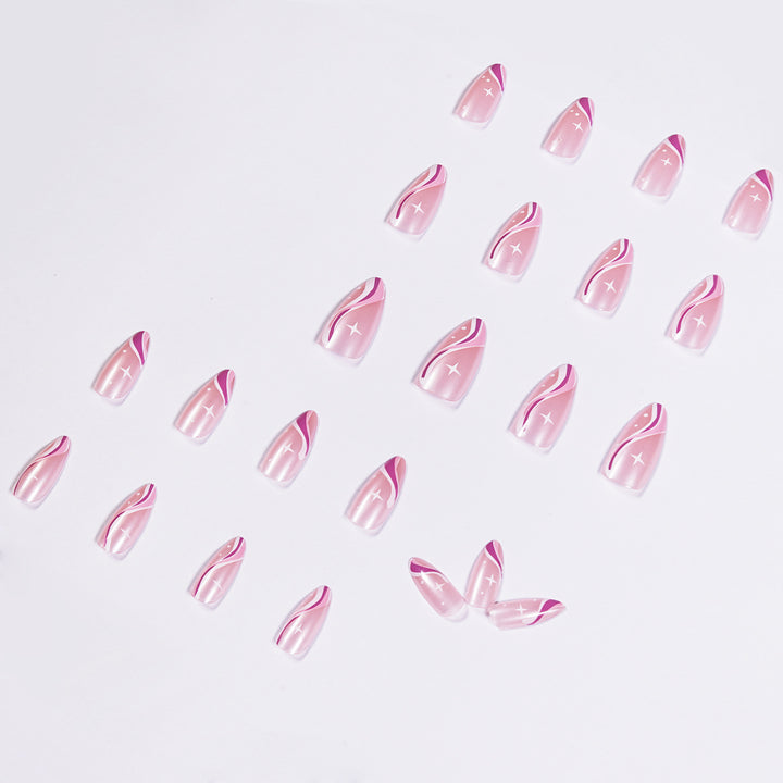 Elegant artistic nail extensions with delicate gradient and accented lines Bowlift