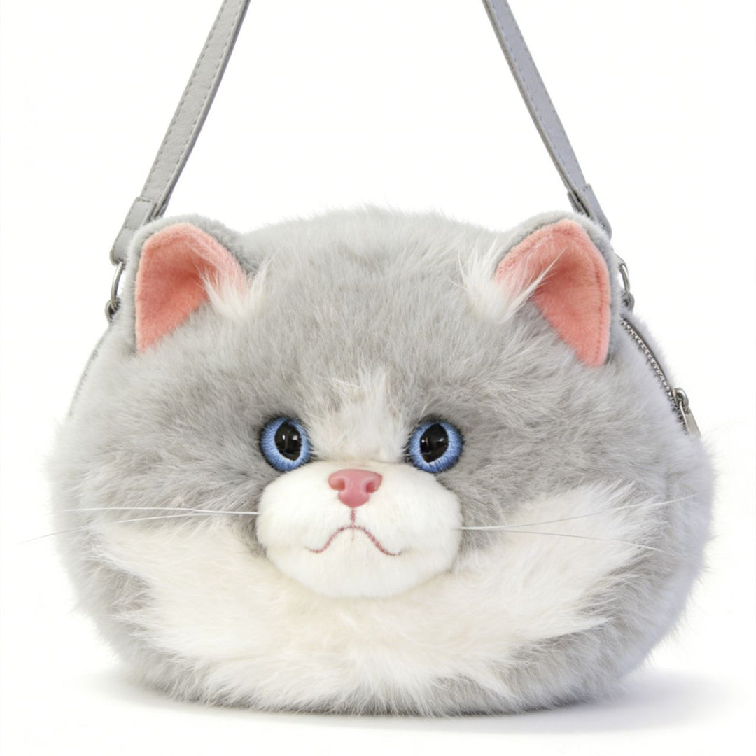 Playful Plush Cat-Themed Crossbody Bag Bowlift