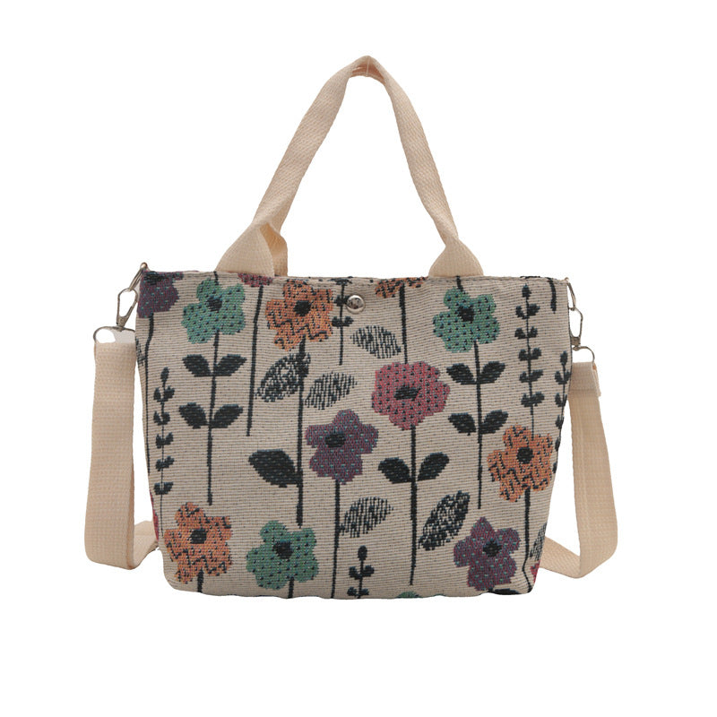 Cute Strawberry Print Canvas Tote Bag