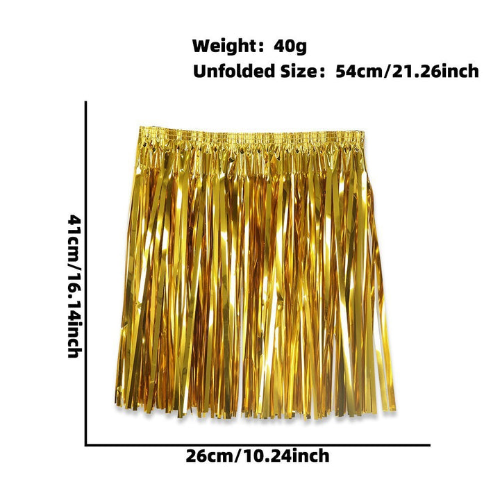 Women's nan metallic foil fringe hula skirt with elastic waistband party costume Bowlift
