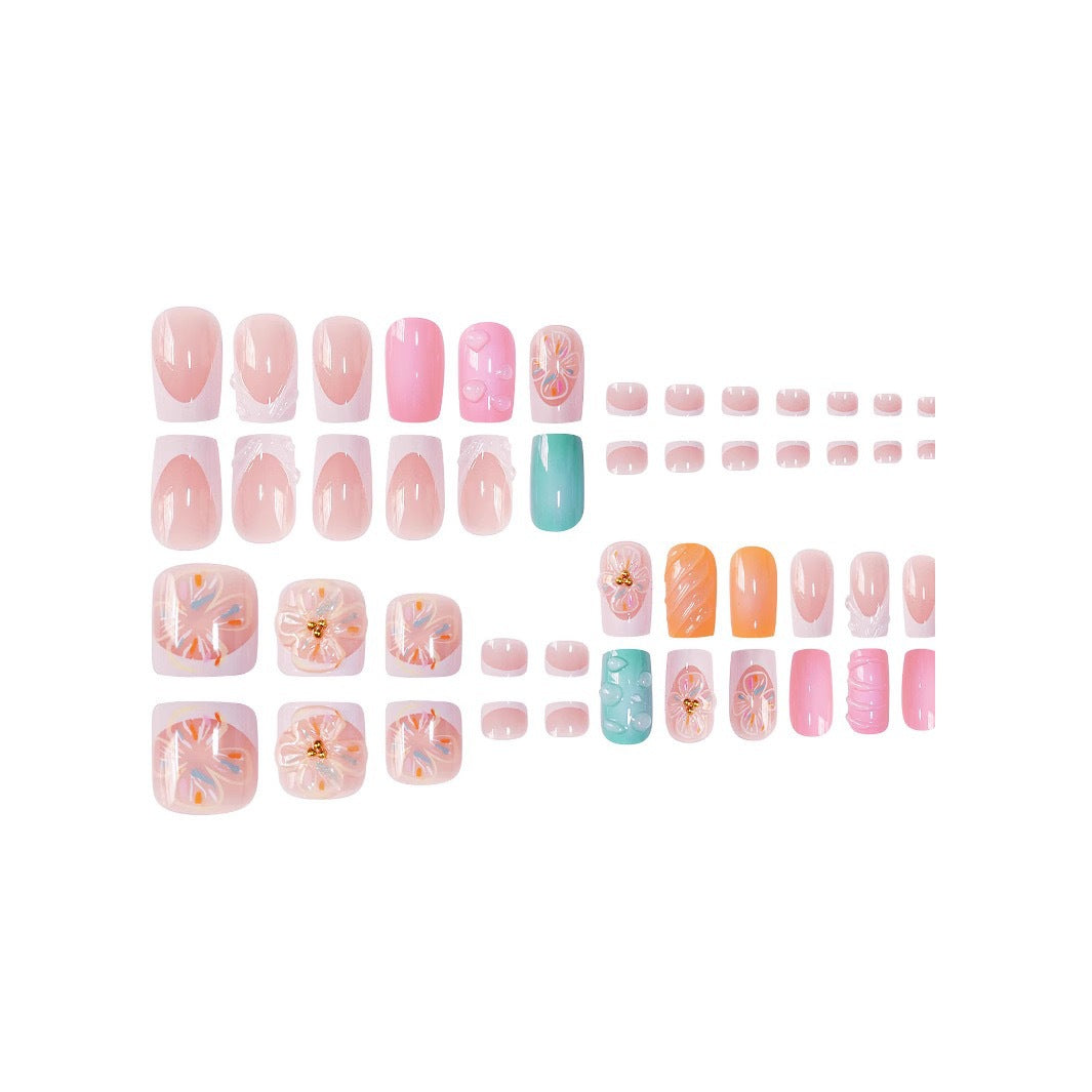 Artistic Floral Nail Enhancement Set Bowlift