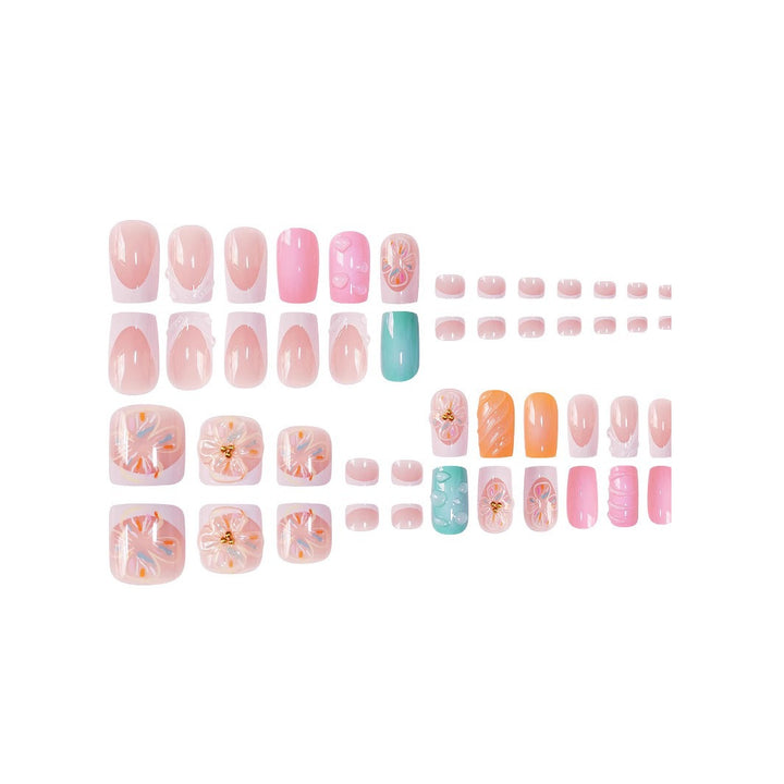 Artistic Floral Nail Enhancement Set Bowlift