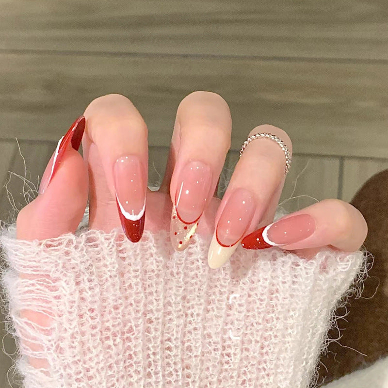 Luxury Press-On Nail Set with Glitter Accent Bowlift